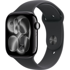Apple Watch Series 11, Smartwatch black (glossy), aluminum, 42 mm, black sport band M/L, Cellular