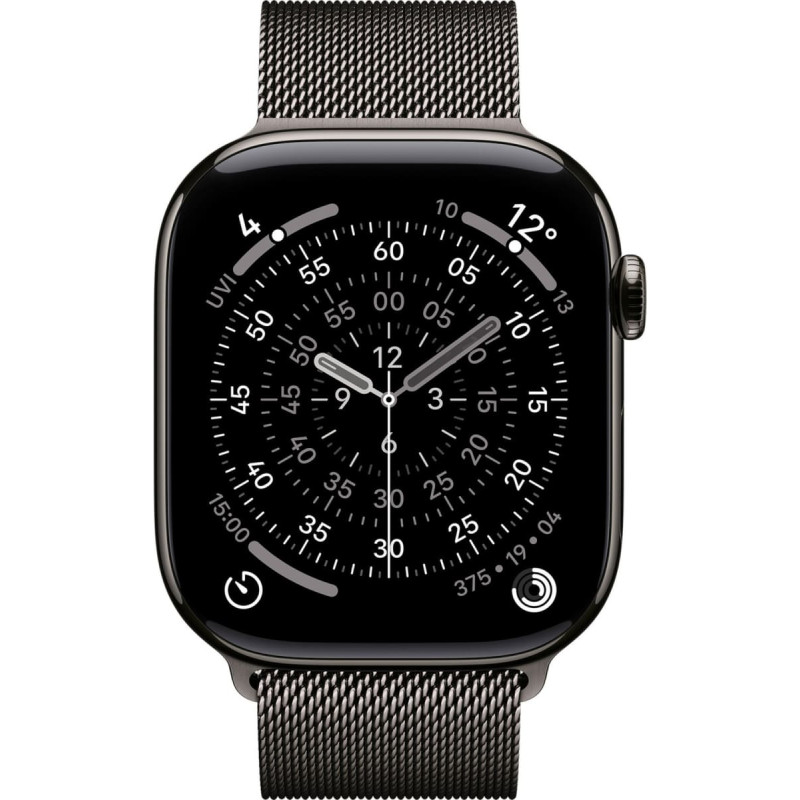 Apple Watch Series 11, Smartwatch Titanium Slate, Titanium Case, 46 mm, Milanese Strap Slate S/M, Cellular