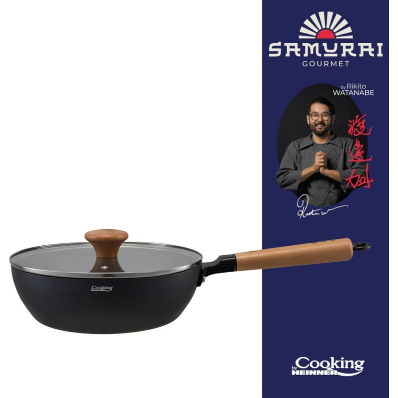 Wok pan with lid aluminium with ceramic coating 24x7.5cm HR-SNT-WC24 HEINNER