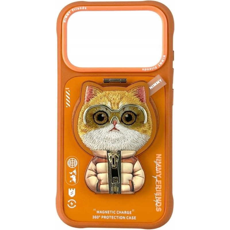 Nimmy Etui Cool&Cute 2.0 Cat do iPhone 17 Pro Max z magnetyczną zawieszką pomarańczowy