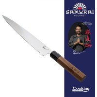 Slicing knife Sujihiki 24cm SAMURAI GOURMET ebony and walnut handle HR-EVI-R24 HEINNER