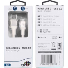 TB Cable USB 3.0 - USB C 2m PREMIUM 3A white TPE