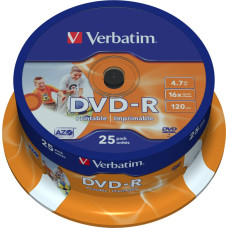 Verbatim DVD-R 16x 4.7GB 25P CB PRINTABLE 43538