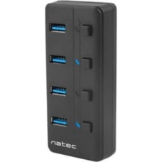 Natec USB Hub 4 Mantis 2 USB 3.0 ports with switch + power supply