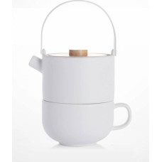 Bredemeijer Tea-for-one Umea white with Bamboo lid  142007