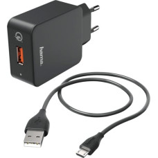 Hama Charger QC3.0 + Micro-USB-Cable, 1,5m, black