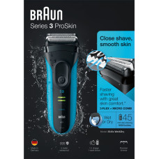 Braun Series 3 ProSkin 3045s Sietiņa skuveklis Trimmeris Melns, Zils