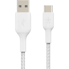 Belkin USB-C/USB-A Cable 2m braided, white CAB002bt2MWH