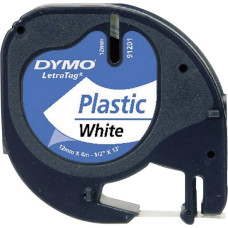 Dymo Letratag Plastic tape white 12mm x 4m            91221