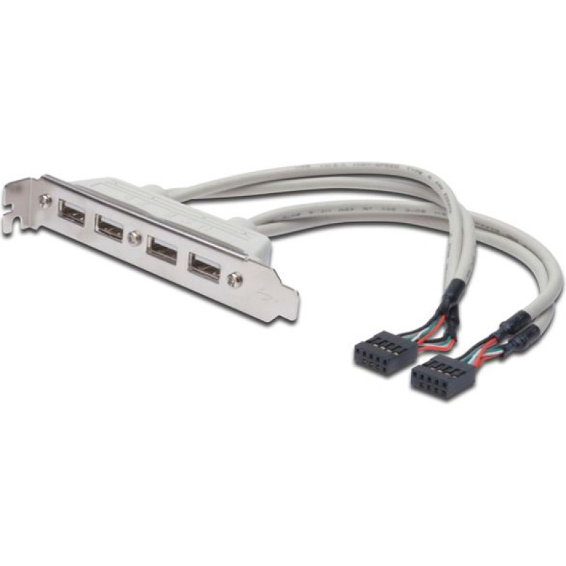 Digitus Slot Bracket Cable USB 2.0 HighSpeed Type 2xIDC (5pin)/4xUSB A M/Ż grey 0,25m