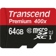 Transcend MEMORY MICRO SDXC 64GB W/ADAPT/CLASS10 TS64GUSDU1 TRANSCEND