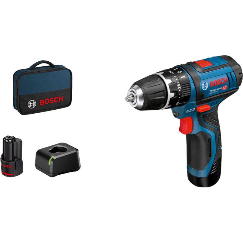 Bosch GSB 12V-15 Professional 1300 RPM Melns, Zils