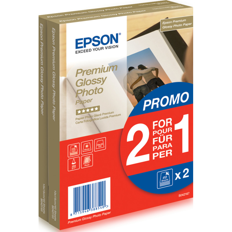 Epson Premium Glossy Photo Pap 100 x 150 mm, 255g 80ark