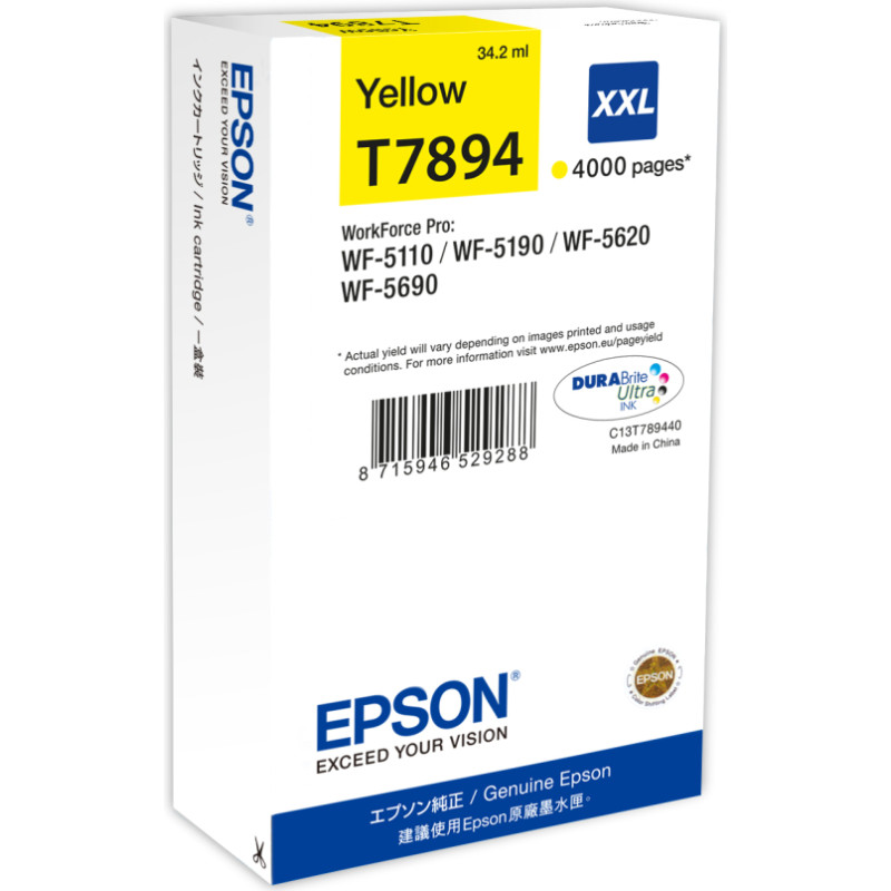 Epson T7894 tintes kārtridžs 1 pcs Oriģināls Ekstra (Super) augsta produktivitāte Dzeltens