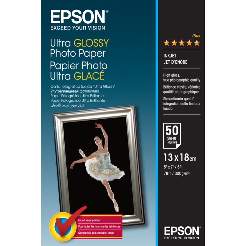 Epson Ultra Glossy Photo Paper, 130 x 180 mm, 300g/m², 50 sheets