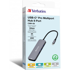 Verbatim CMH-08 USB Veids-C 5000 Mbit/s Sudrabs