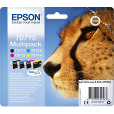 Epson T0715 tintes kārtridžs 1 pcs Oriģināls Standarta produktivitāte Melns, Tirkīzzils, Fuksīns, Dzeltens