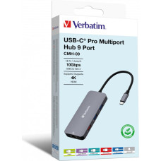 Verbatim CMH-09 USB Veids-C 10000 Mbit/s Sudrabs