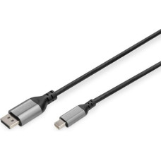 Digitus 8K DisplayPort Cable 1.4 60Hz, mini DP/DP, Alu black 1m