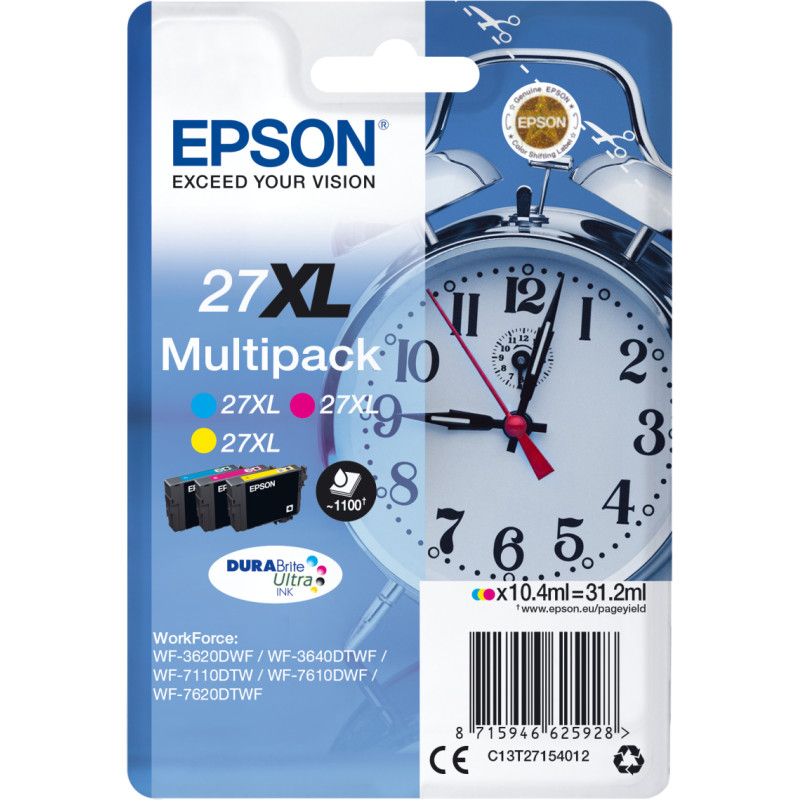 Epson Alarm clock C13T27154012 tintes kārtridžs 1 pcs Oriģināls Augsta (XL) produktivitāte Tirkīzzils, Fuksīns, Dzeltens