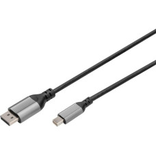 Digitus 8K DisplayPort Cable 1.4 60Hz, mini DP/DP, Alu black 2m