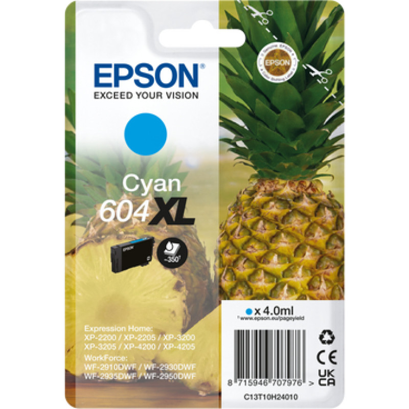 Epson 604XL tintes kārtridžs 1 pcs Oriģināls Augsta (XL) produktivitāte Tirkīzzils