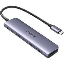 Ugreen 15214 dokstacija Vadu USB 3.2 Gen 1 (3.1 Gen 1) Type-C Ceriņi, Metālisks