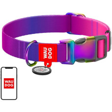 Waudog gradient nylon dog collar with QR code, purple , size M