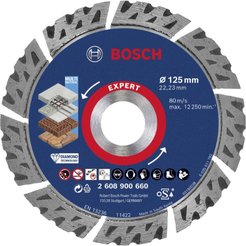 Bosch TARCZA DIAM.SEGMENT 125x22.23x2.2mm EXPERT MULTI MATERIAL