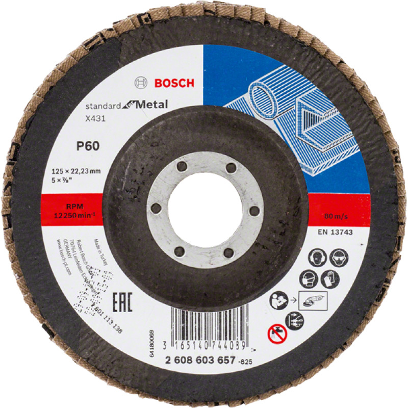 Bosch ŚCIERNICA LISTKOWA 125mm X431 P 60 STANDARD FOR METAL WYPUKŁA