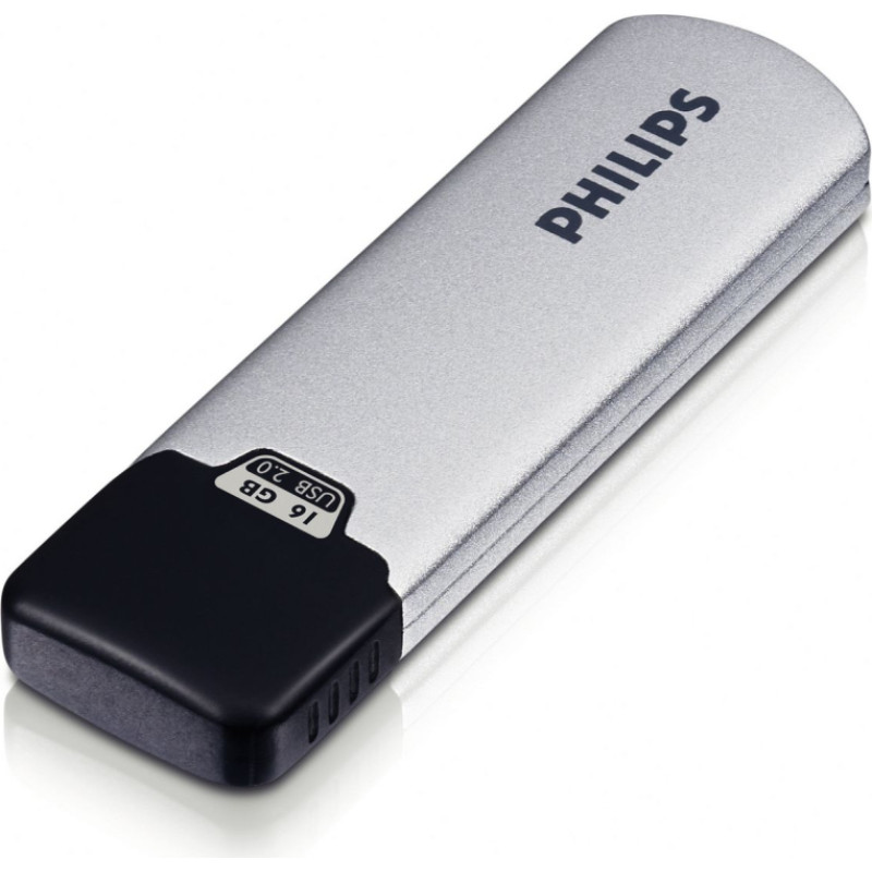 Philips FM16FD00B/00 USB zibatmiņa 16 GB USB Type-A 2.0 Melns, Sudrabs