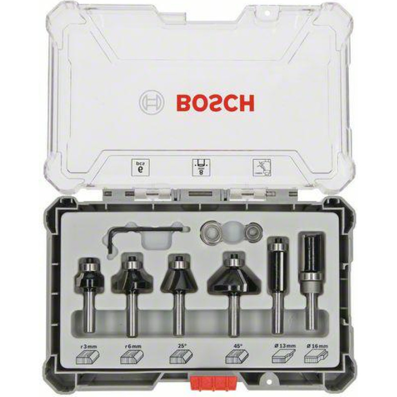 Bosch ZESTAW FREZÓW 6szt. UCHWYT 8mm TRIM & EDGING