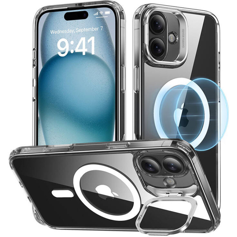 ESR Classic Hybrid (HaloLock) ESR case with stand for iPhone 16 (clear)