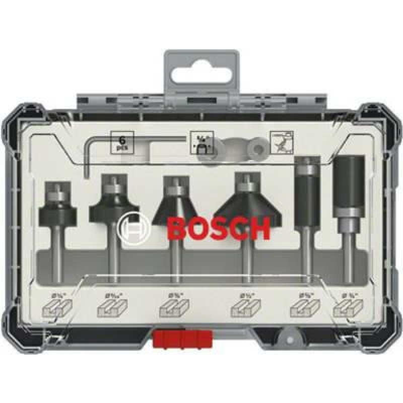 Bosch ZESTAW FREZÓW PROSTYCH 6szt. UCHWYT 1/4 TRIM & ENDING