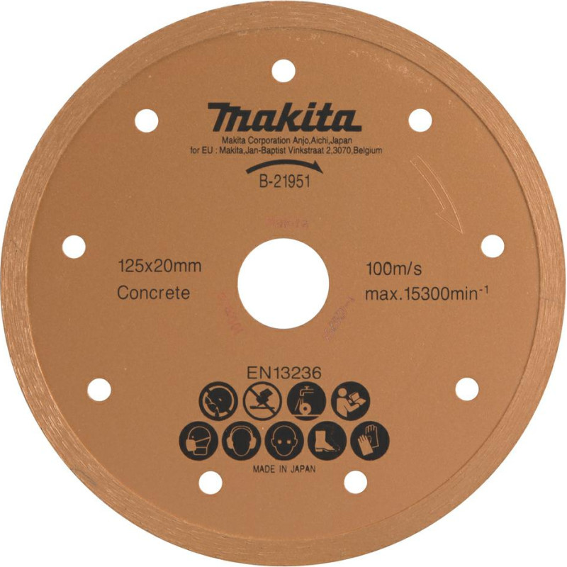 Makita TARCZA DIAMENTOWA 125x20mm PEŁNA (NA MOKRO) BETON, CEGŁA