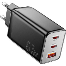 Essager Wall charger, Essager, ECT67W-LJB01-Z, GaN, 2xUSB-C, USB-A, 67W (black)