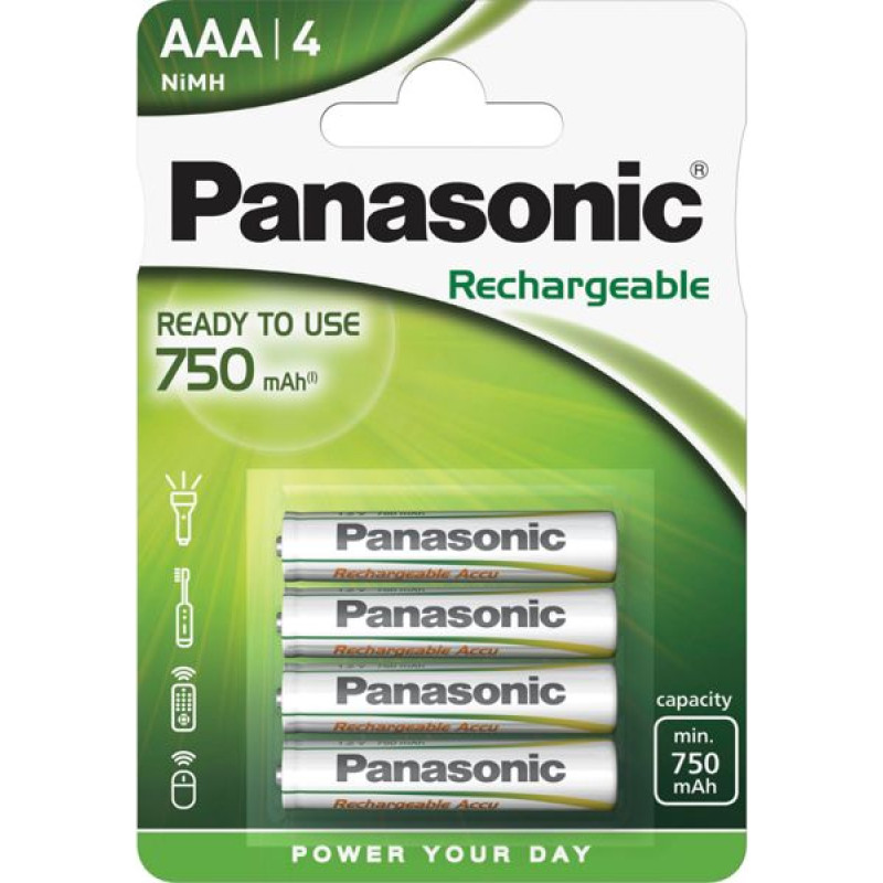 Panasonic 1x4 Panasonic Accu NiMH Micro AAA 750 mAh Rechargeable Evolta