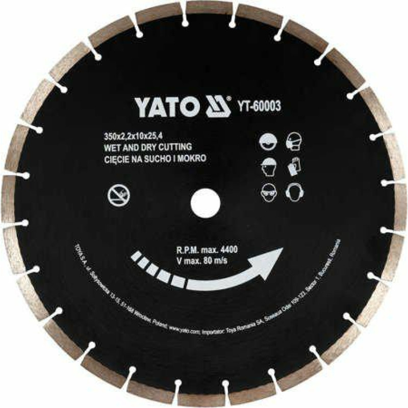 Yato TARCZA DIAMENTOWA DO BETONU 350x25,4mm