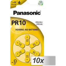 Panasonic 10x1 Panasonic PR 10 Hearing Aid Batteries Zinc Air 6 pcs.