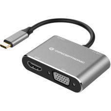 Conceptronic DONN16G dokstacija Vadu USB 3.2 Gen 1 (3.1 Gen 1) Type-C Melns, Sudrabs