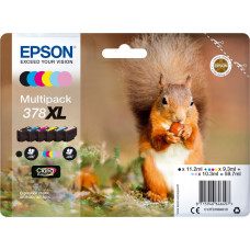 Epson Squirrel 378XL tintes kārtridžs 1 pcs Oriģināls Augsta (XL) produktivitāte Melns, Tirkīzzils, Gaiši Tirkīzzila, Fuksīns, Gaiši Fuksīna, Dzeltens